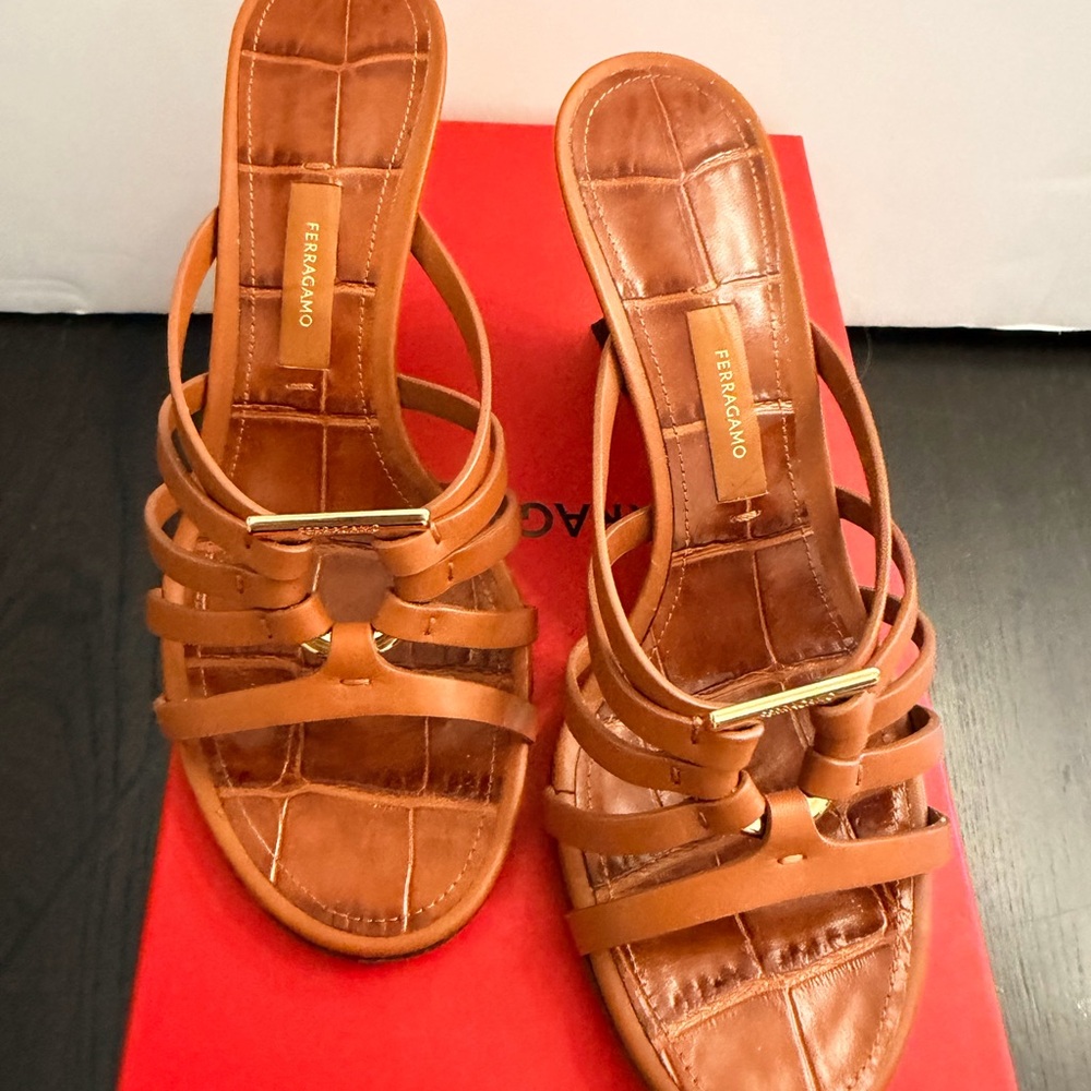 Salvatore Ferragamo Tan Strappy Sandals - Picture 2 of 6
